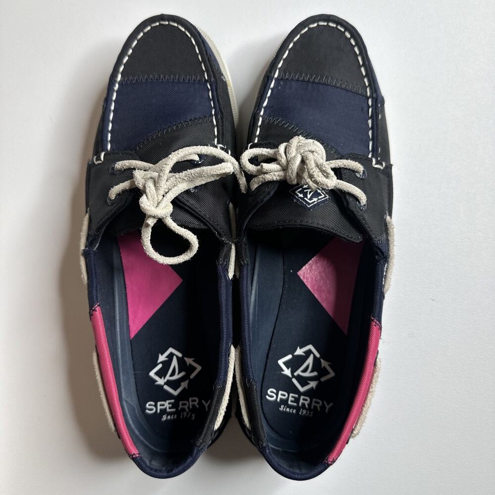 Sperry Original 2 EYE Bionic Boat Shoe Navy/Pink/Green Women's US Size 7.5 GUC